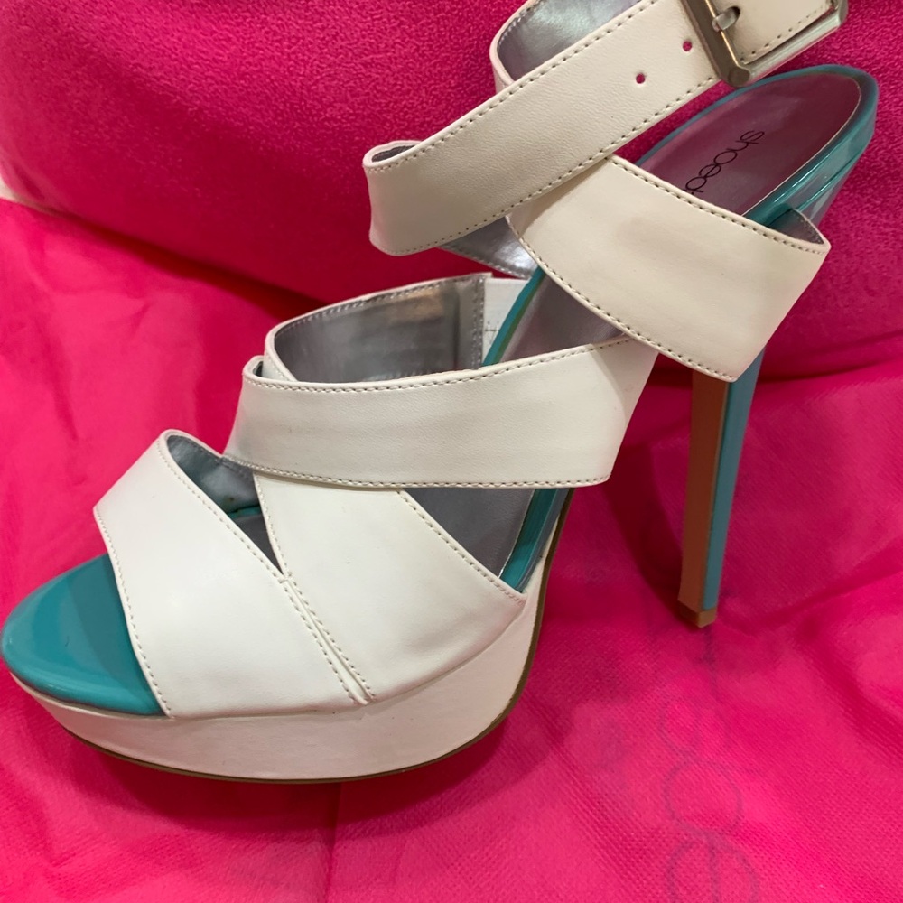 White High Heel Platform Sandals